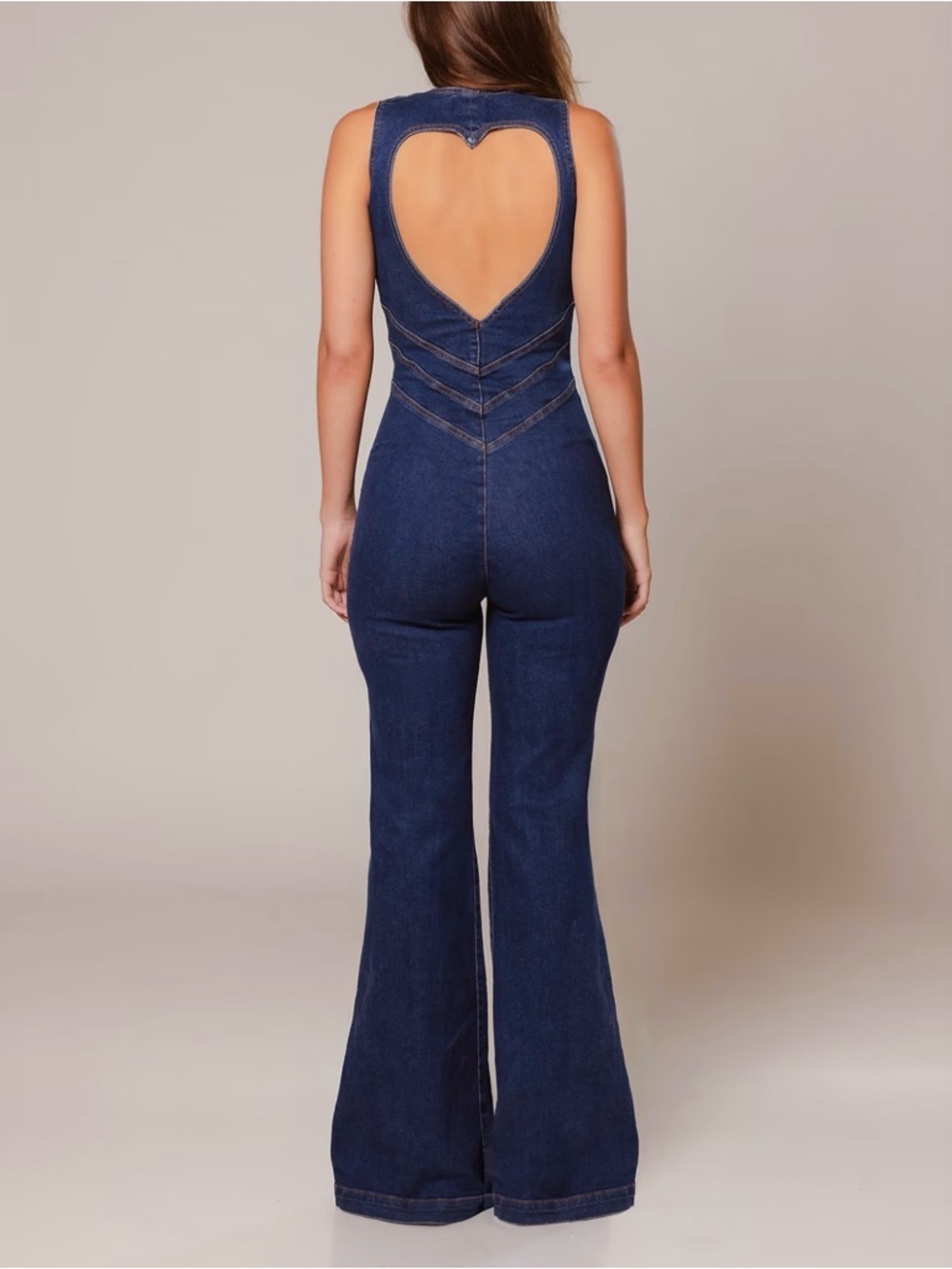 Revice Deep Indigo Denim Jumpsuit with Flared Legs - Picture 2 of 7